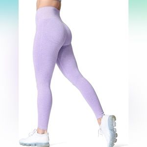 Lavendar Purple Women's High Waist Workout Gym Seamless Leggings Yoga Pants XS